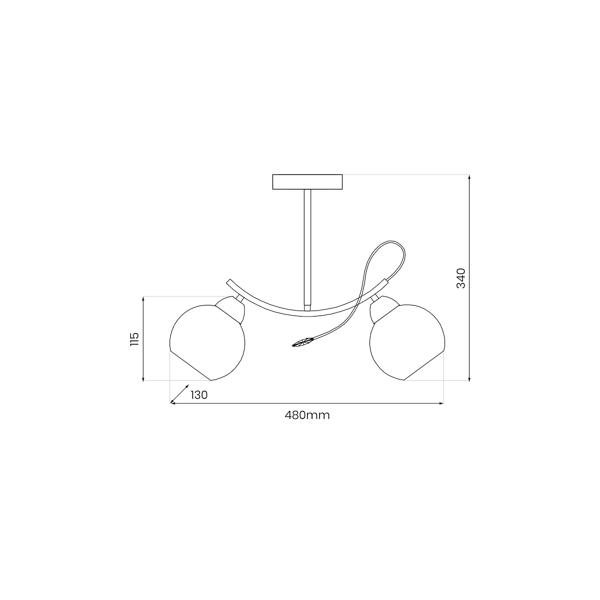 MiLagro Lampa sufitowa Connor 2xE27 MLP0873