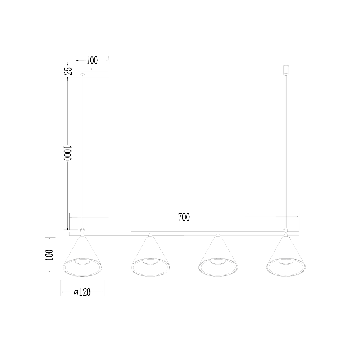 MiLagro ML1125 lampa Cone 4xGU10