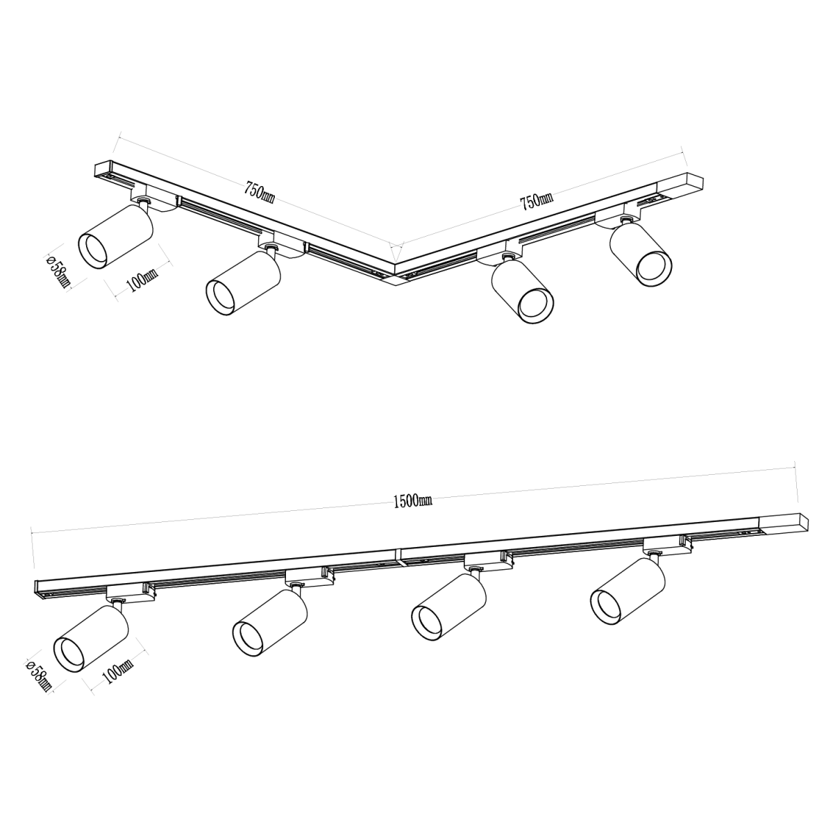 MiLagro Zestaw Pipe Track Biały 4xGU10 1,5m ML1166