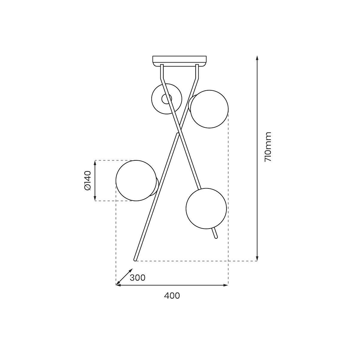 MiLagro Lampa sufitowa INTER 4xE14 MLP0974