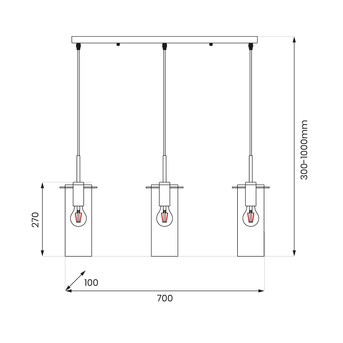 MiLagro Lampa wisząca PADOVA 3xE27 ML1073