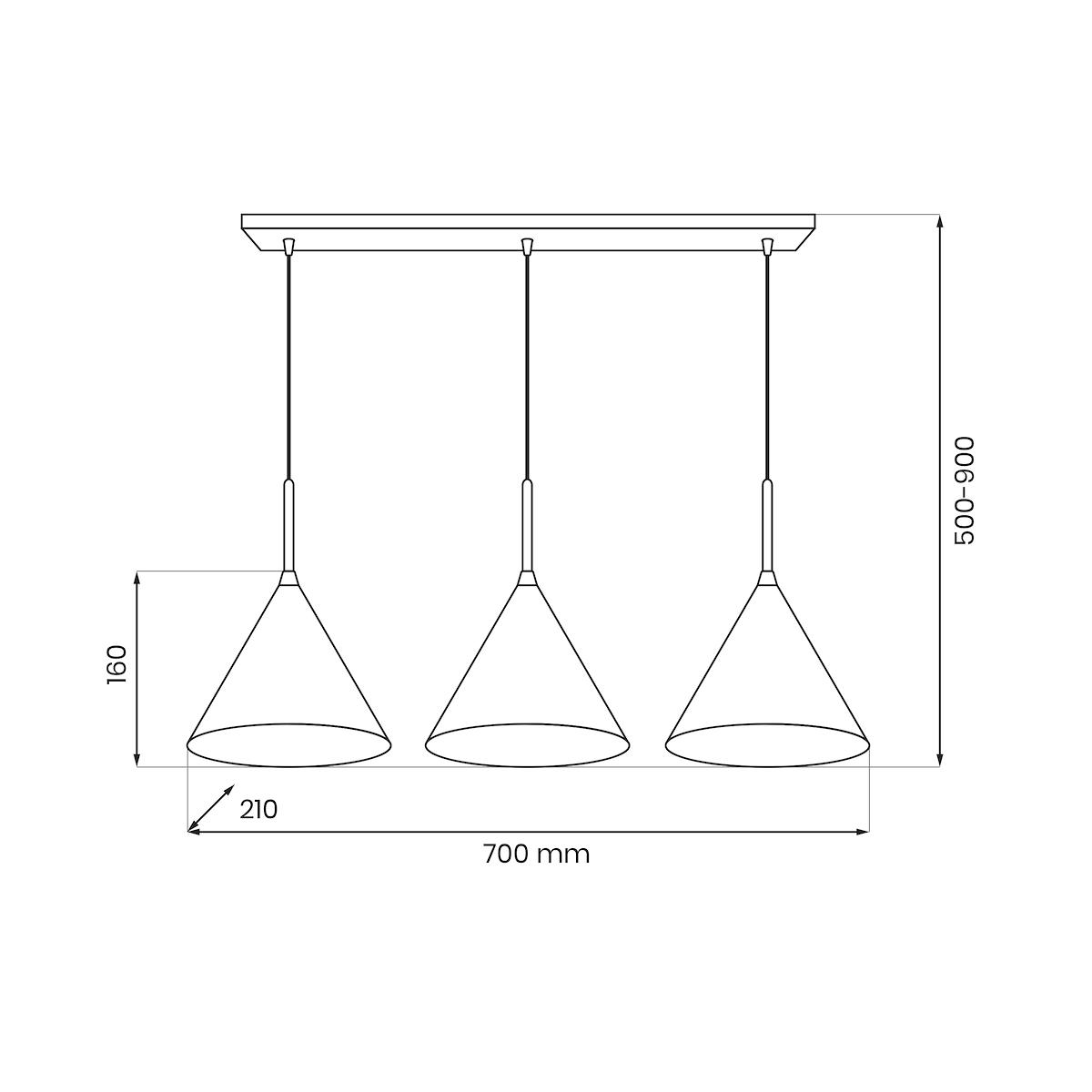 MiLagro Lampa wisząca PERU BLACK 3xE27 MLP0978
