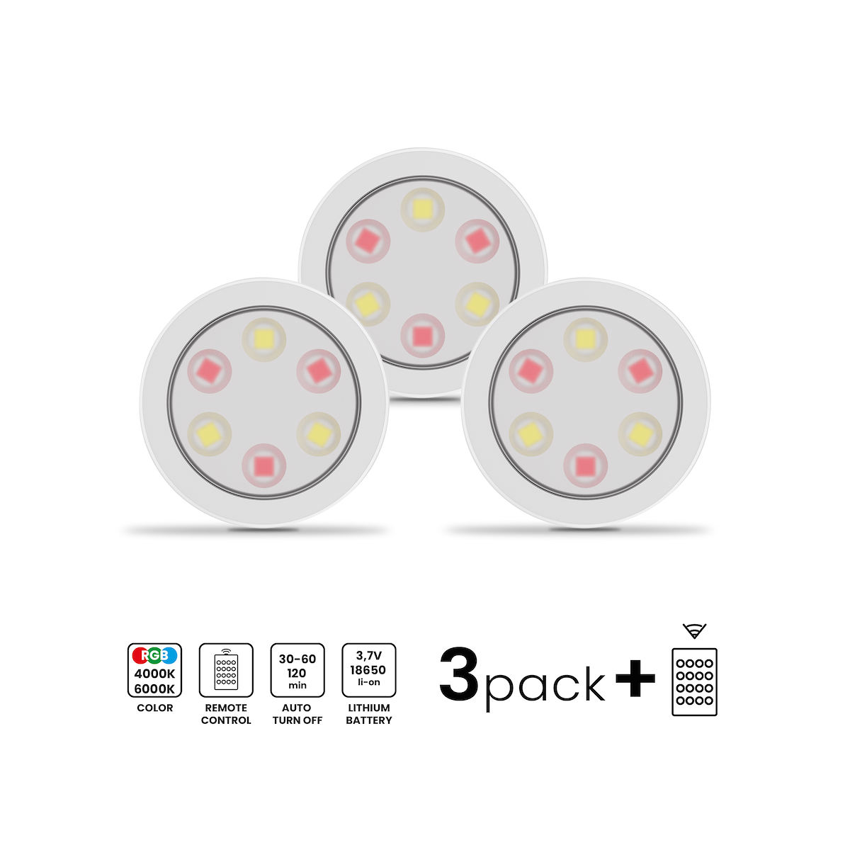 MiLagro Lampka Podszafkowa Jojo RGB + 3000/6000K Trójpak EKB1438