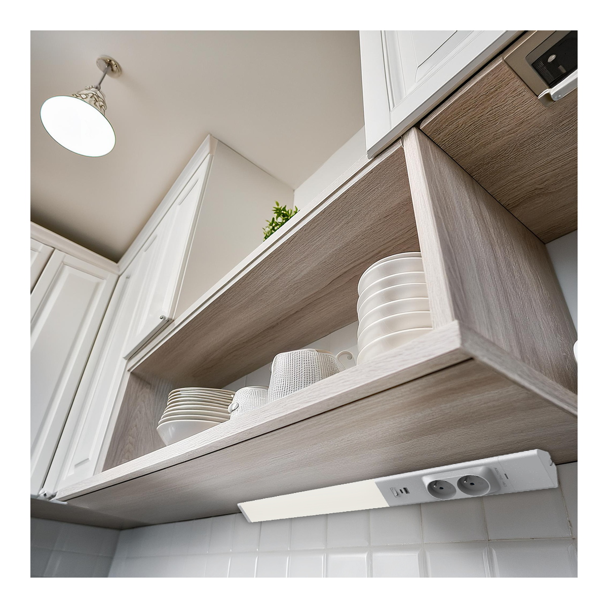 MiLagro Lampa Podszafkowa Dual 18W 4000K USB-A/C + Gniazda 230V EKB1444