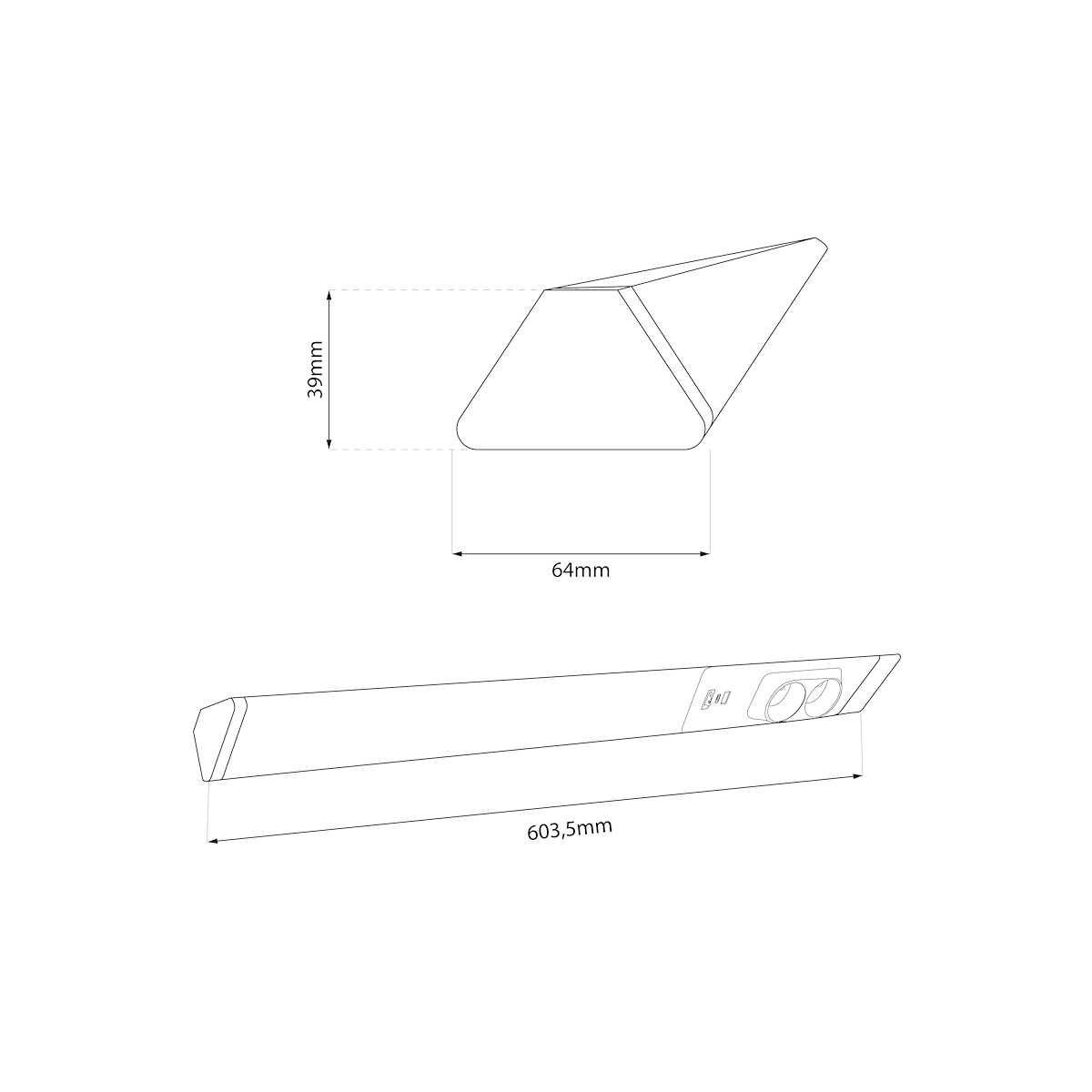 MiLagro Lampa Podszafkowa Dual 18W 4000K USB-A/C + Gniazda 230V EKB1444
