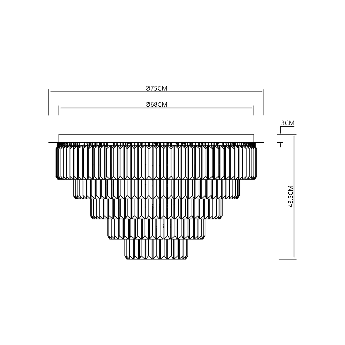 Lampa MILANO 75cm glamour