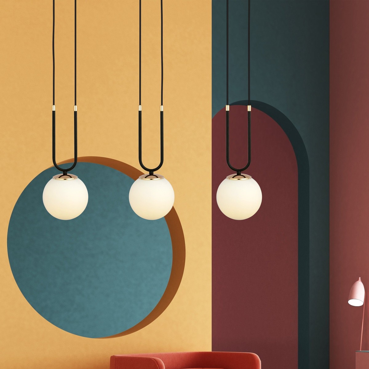 biała LAMPA WISZĄCA GLAM 3 BLACK/OPAL