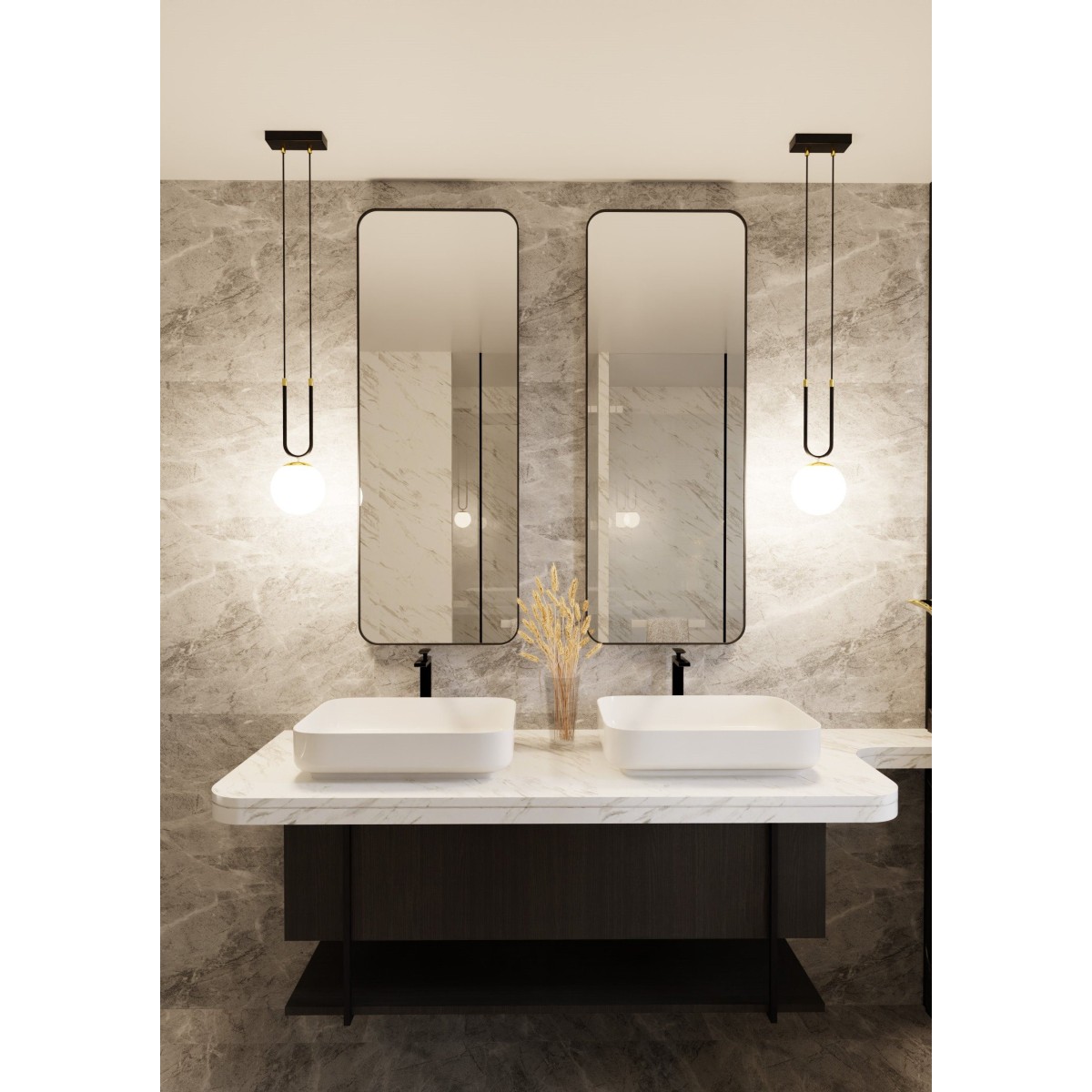 biała LAMPA WISZĄCA GLAM 1 BLACK/OPAL