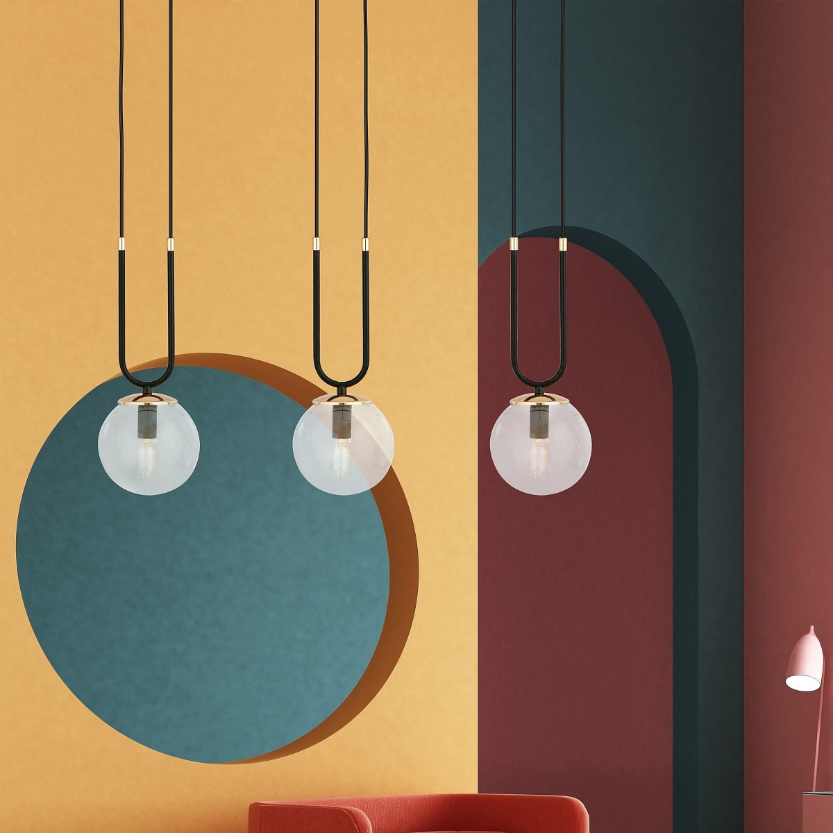 transparentna LAMPA WISZĄCA GLAM 3 BLACK/TRANSPARENT