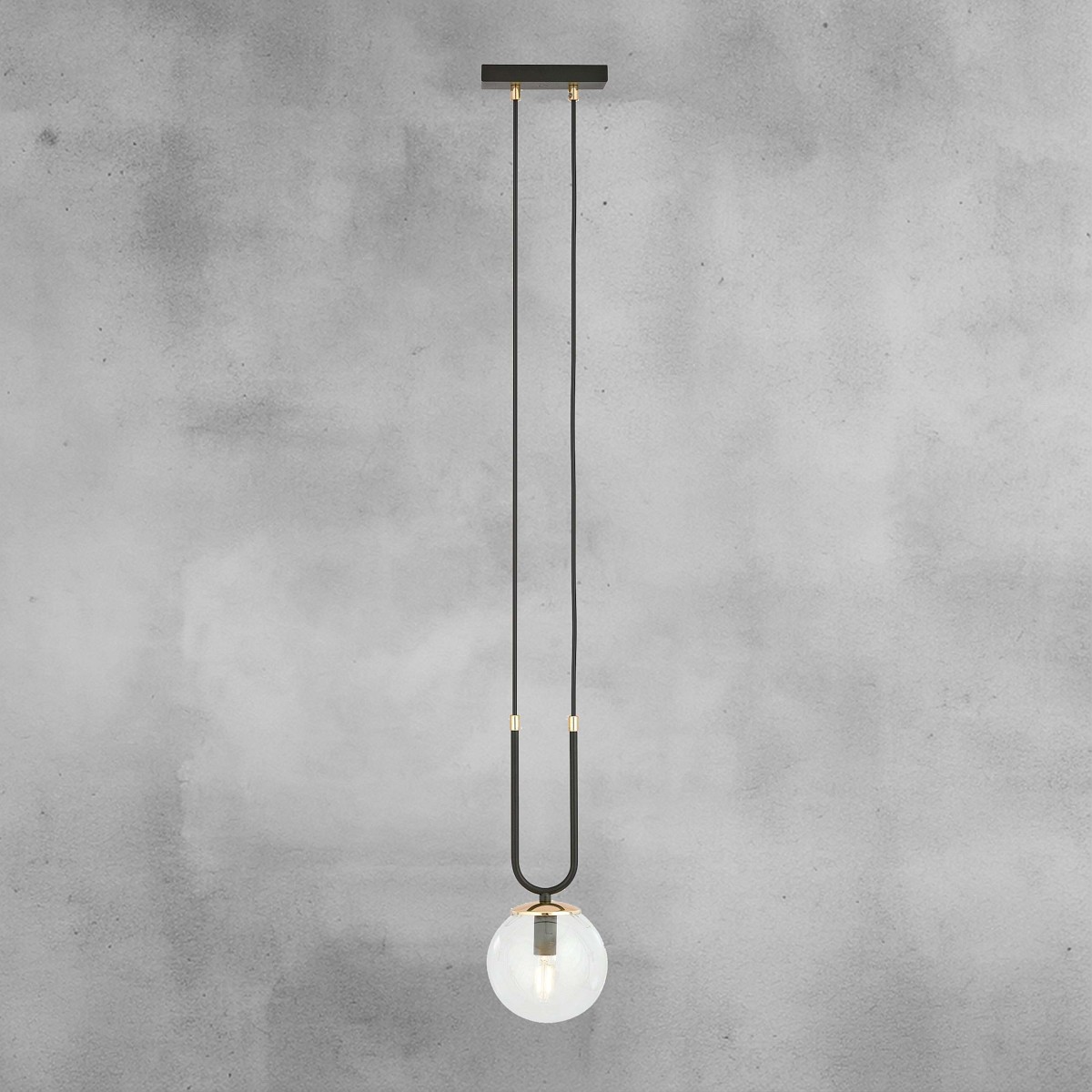 transparentna LAMPA WISZĄCA GLAM 1 BLACK/TRANSPARENT