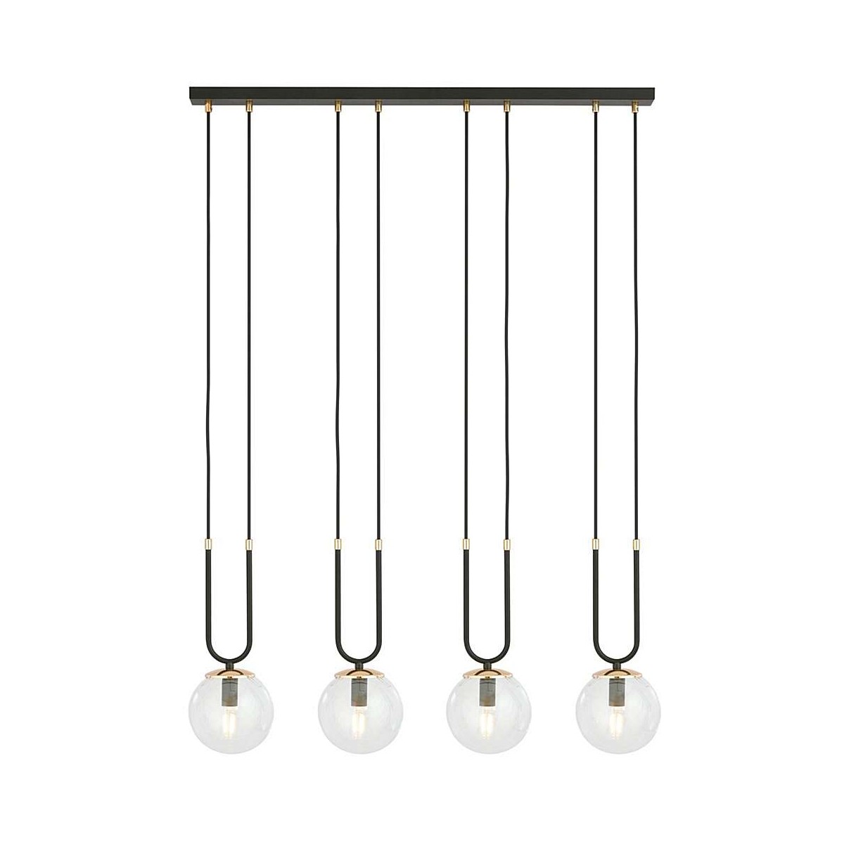 transparentna LAMPA WISZĄCA GLAM 4 BLACK/TRANSPARENT