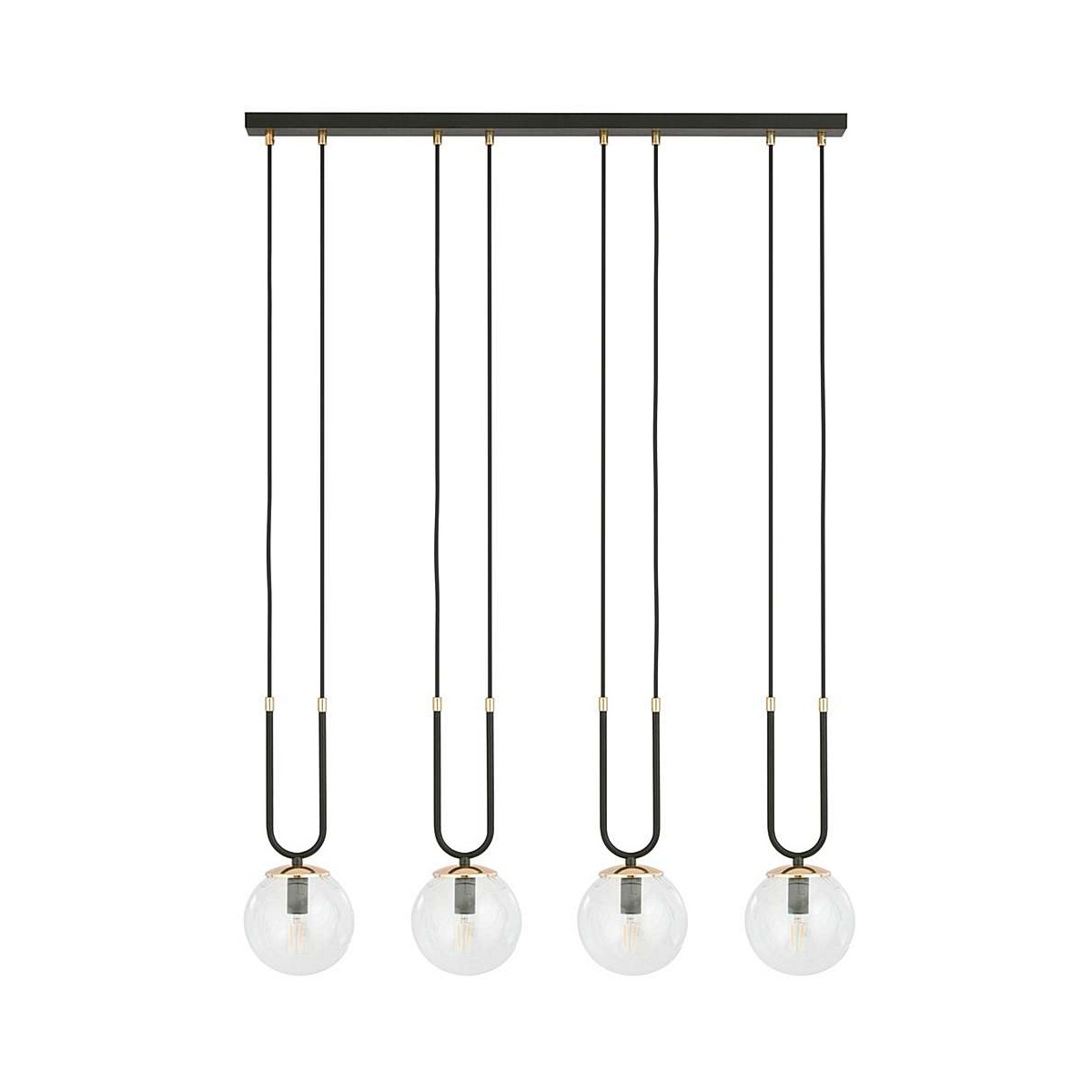 transparentna LAMPA WISZĄCA GLAM 4 BLACK/TRANSPARENT