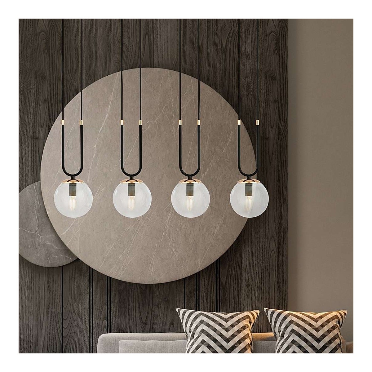 transparentna LAMPA WISZĄCA GLAM 4 BLACK/TRANSPARENT