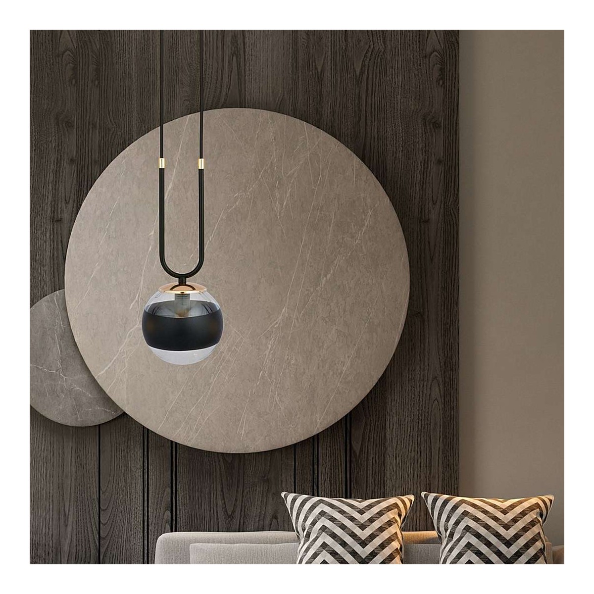 lampa wisząca transparentna z czarnym paskiem LAMPA WISZĄCA GLAM 1 BLACK/STRIPE