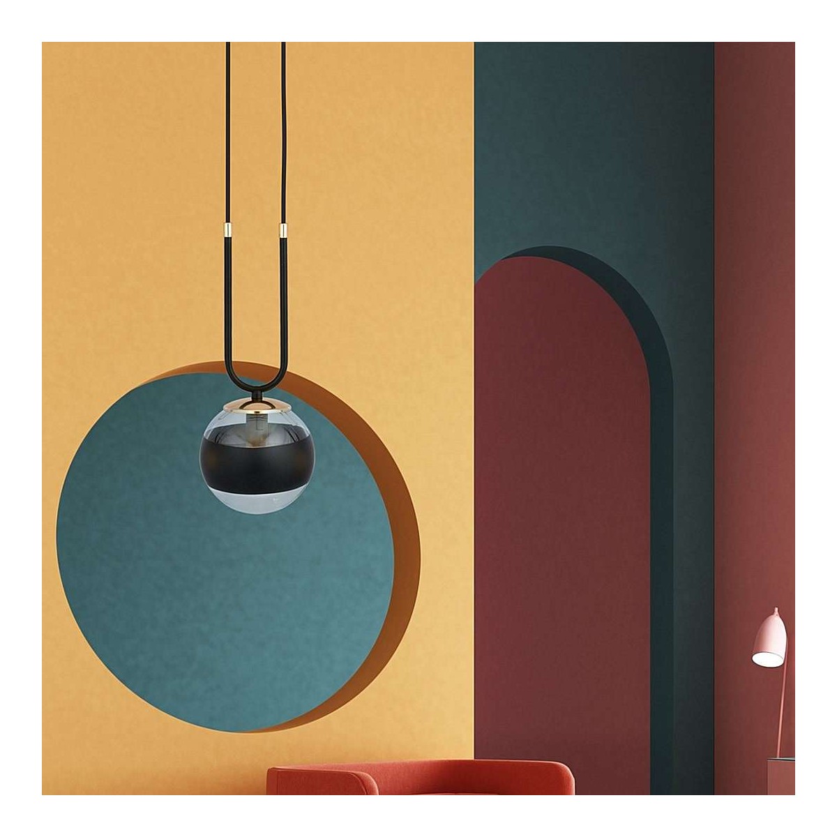 lampa wisząca transparentna z czarnym paskiem LAMPA WISZĄCA GLAM 1 BLACK/STRIPE