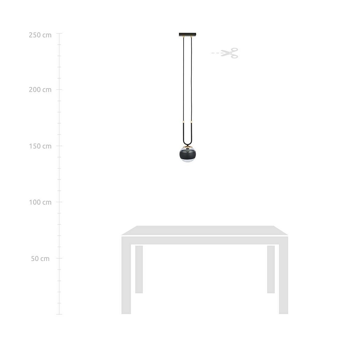 lampa wisząca transparentna z czarnym paskiem LAMPA WISZĄCA GLAM 1 BLACK/STRIPE