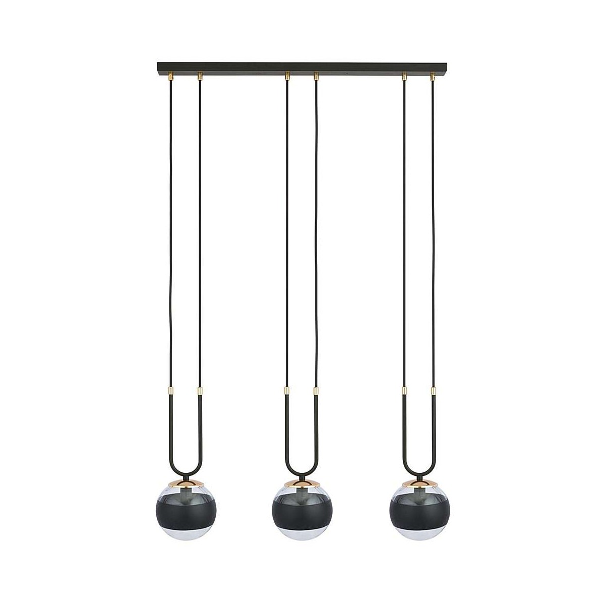 transparentna z czarnym paskiem LAMPA WISZĄCA GLAM 3 BLACK/STRIPE