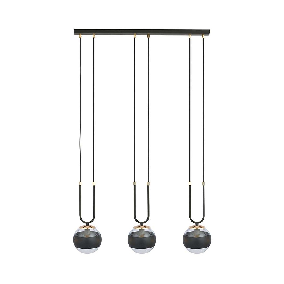 transparentna z czarnym paskiem LAMPA WISZĄCA GLAM 3 BLACK/STRIPE