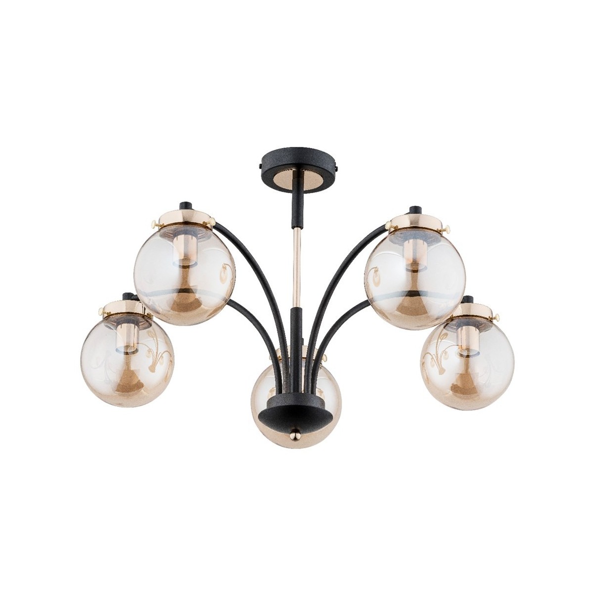 LAMPA SUFITOWA ALFA VIOLA CZARNO-ZŁOTA 5xE14