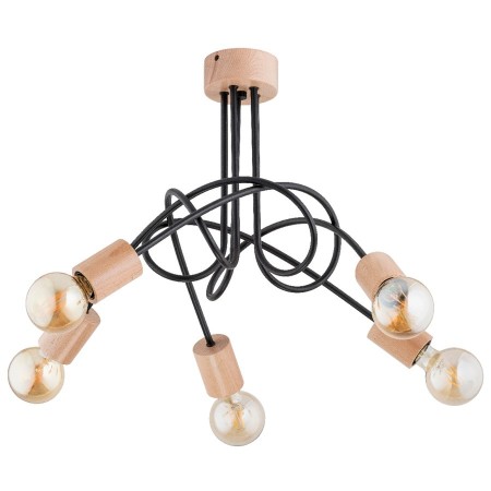 LAMPA SUFITOWA ALFA TANGO DREWNIANA 5xE27