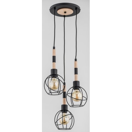 LAMPA WISZĄCA ALFA BILBAO DREWNIANA 3xE27