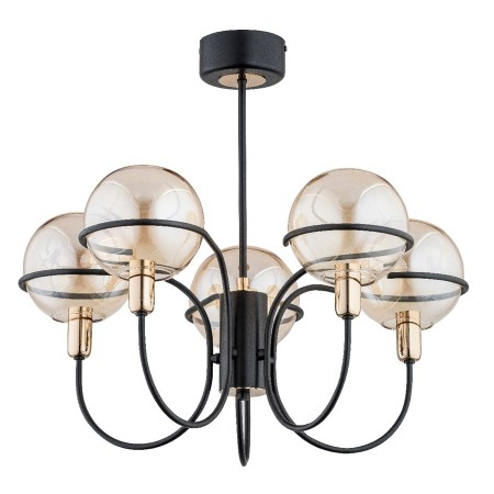 LAMPA SUFITOWA ALFA PETRA CZARNO-ZŁOTA 5xE14