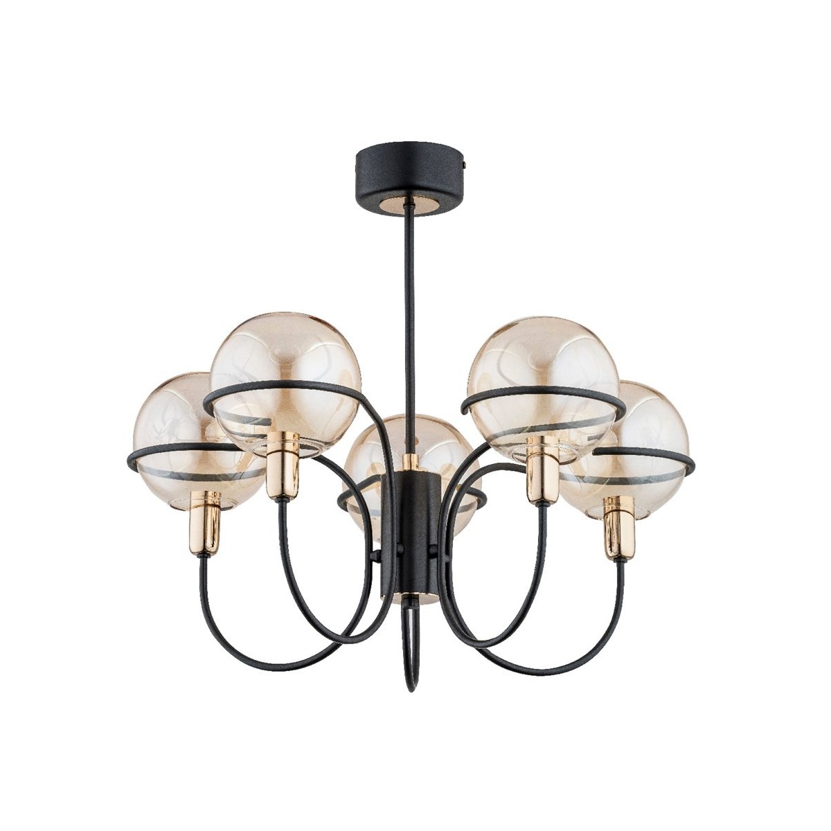 LAMPA SUFITOWA ALFA PETRA CZARNO-ZŁOTA 5xE14