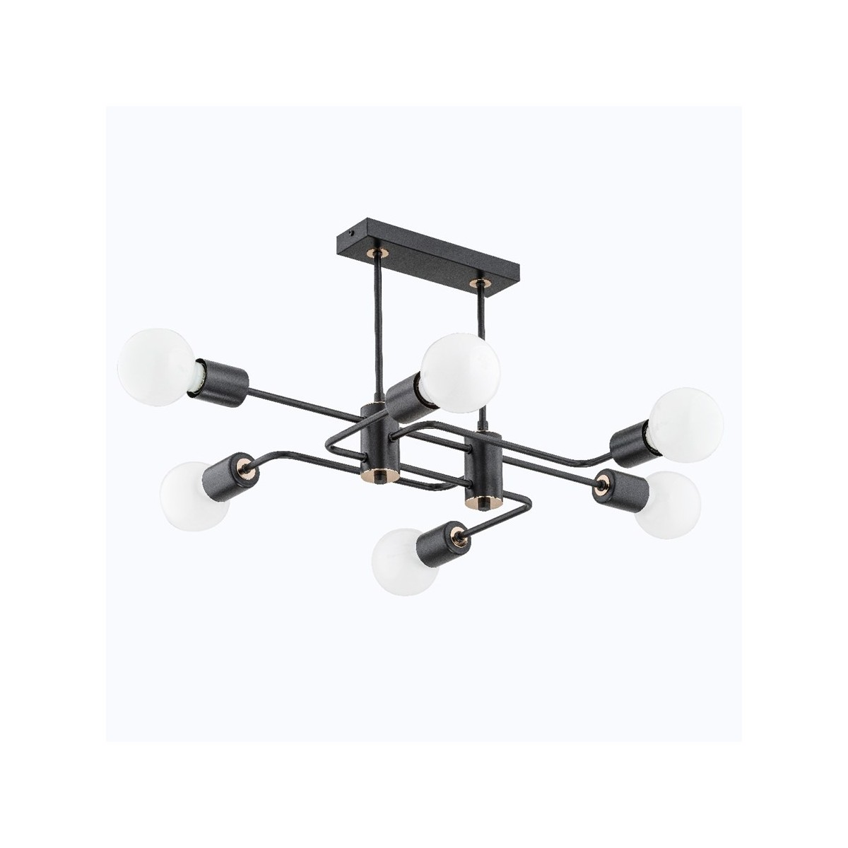 LAMPA SUFITOWA ALFA SEBA CZARNA 6xE27