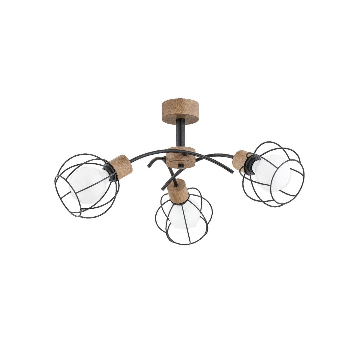 LAMPA SUFITOWA ALFA PALOMA DREWNIANA 3xE27