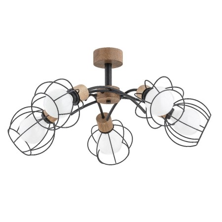 LAMPA SUFITOWA ALFA PALOMA DREWNIANA 5xE27