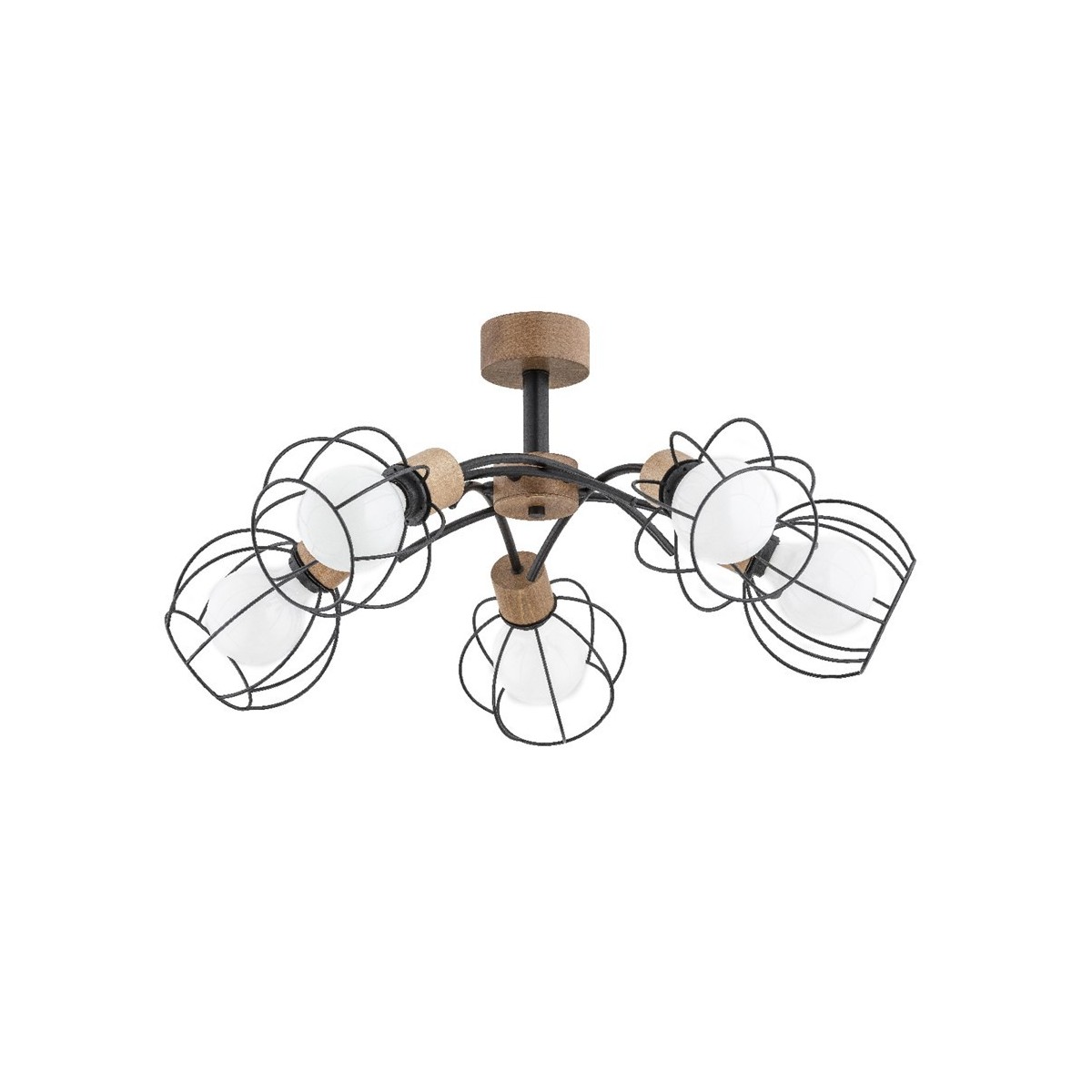 LAMPA SUFITOWA ALFA PALOMA DREWNIANA 5xE27