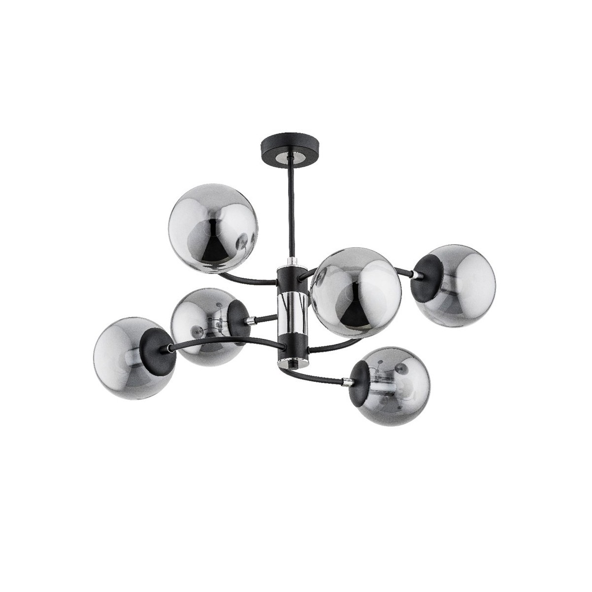 LAMPA SUFITOWA ALFA DEMA CHROM I CZARNY 6xE14