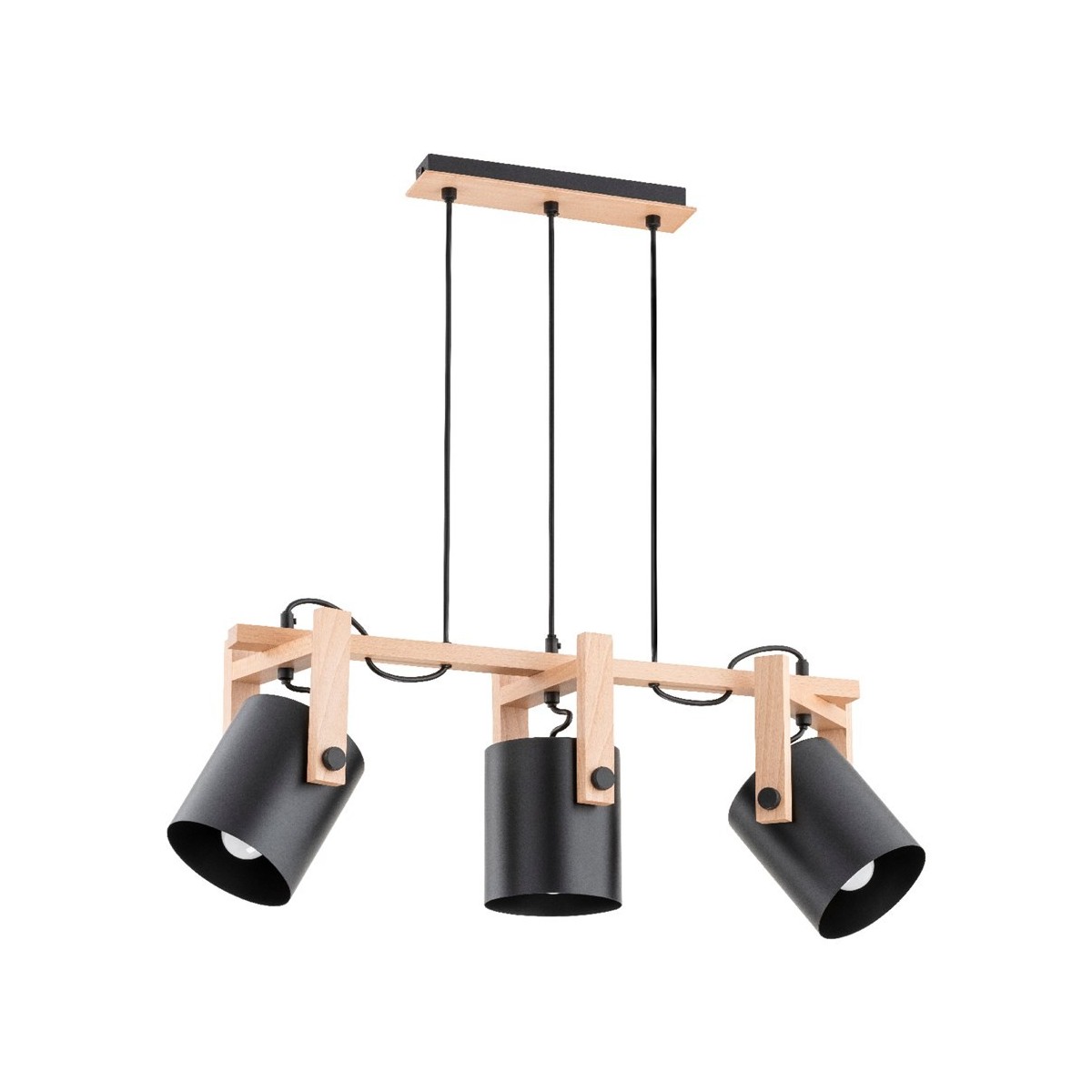 LAMPA WISZĄCA ALFA TROIS DREWNIANA 3xE27