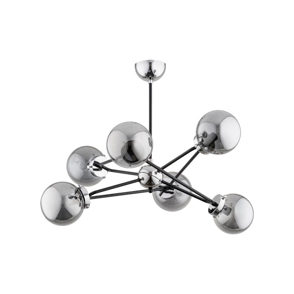 LAMPA SUFITOWA ALFA RESTO CZARNO-CHROMOWANA 6xE14