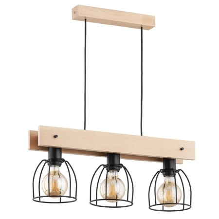 LAMPA WISZĄCA ALFA FILAR DREWNIANA 3xE27