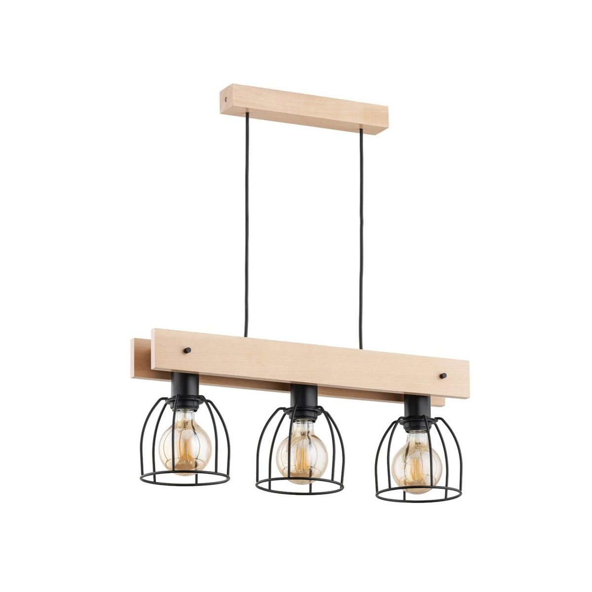 LAMPA WISZĄCA ALFA FILAR DREWNIANA 3xE27