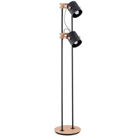 LAMPA PODŁOGOWA ALFA FORTIS DREWNIANA 2xE27