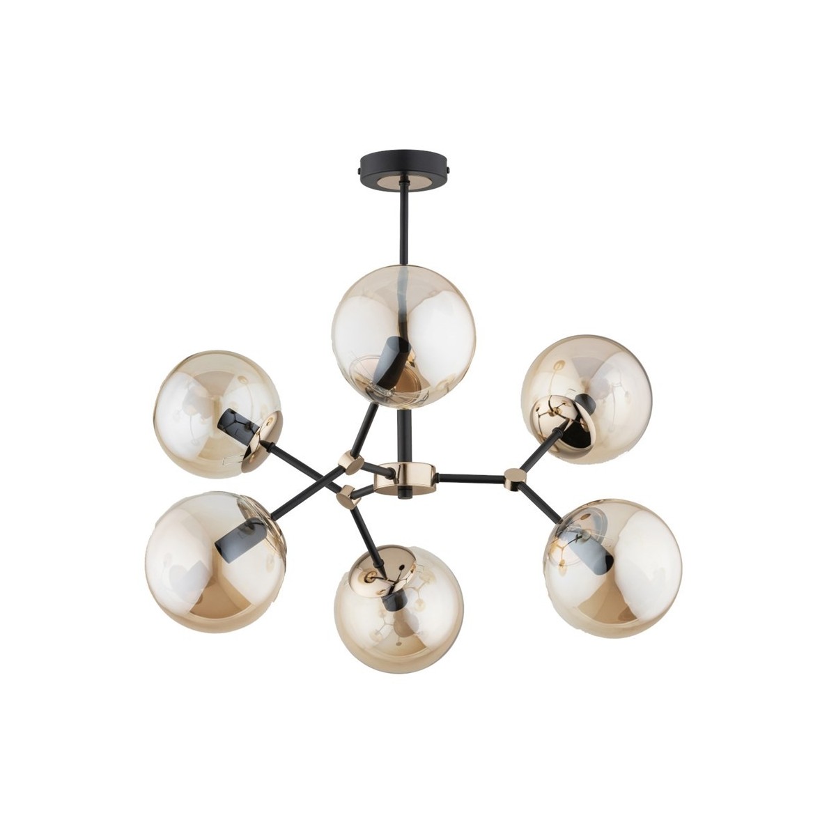 LAMPA SUFITOWA ALFA FOTON MIX CZARNO-ZŁOTA 6xE14