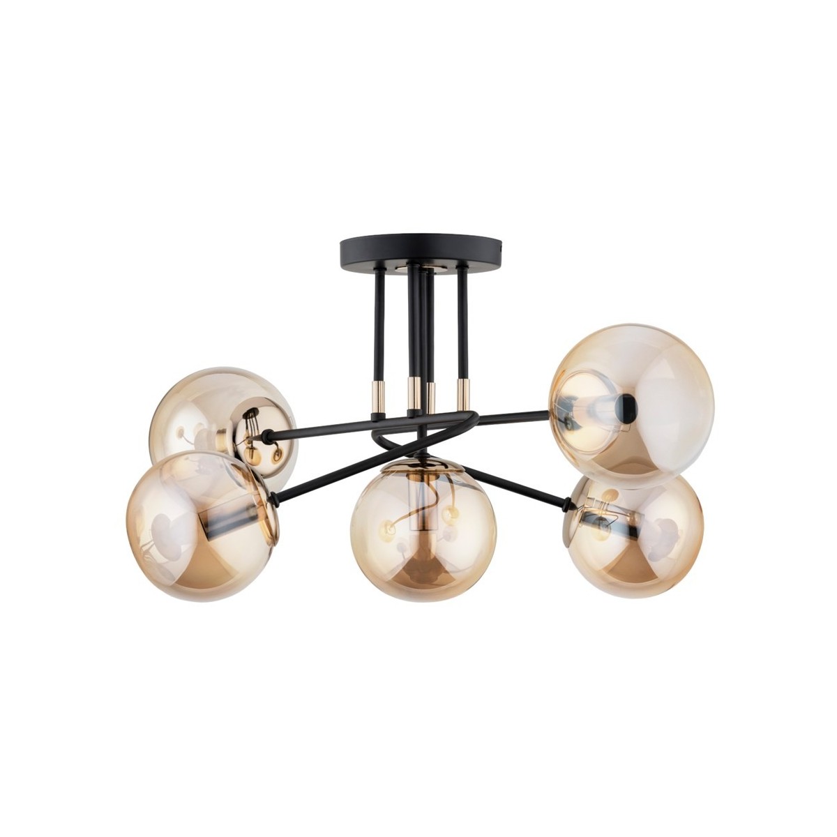 LAMPA SUFITOWA ALFA ESTER CZARNO-ZŁOTA 5xE14