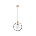 LAMPA WISZĄCA ALFA LABO SZKŁO DREWNO 1xE14