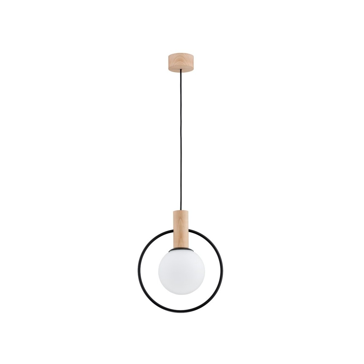 LAMPA WISZĄCA ALFA LABO SZKŁO DREWNO 1xE14