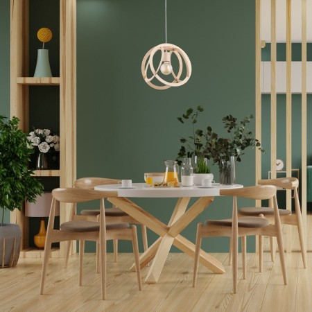 LAMPA WISZĄCA ALFA LORENA DREWNIANA 1xE27