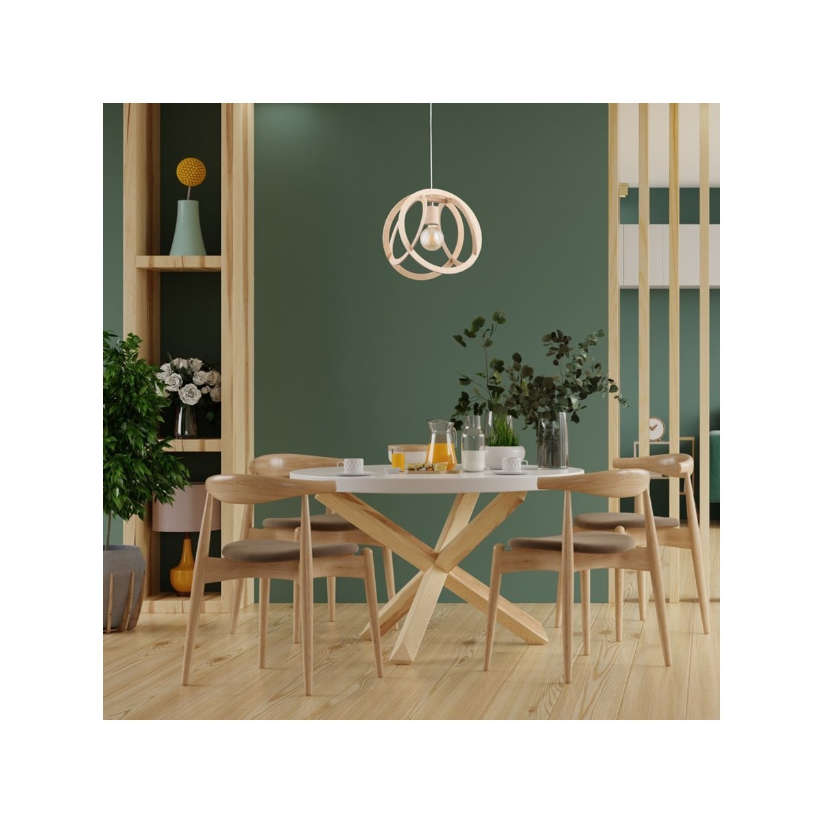 LAMPA WISZĄCA ALFA LORENA DREWNIANA 1xE27