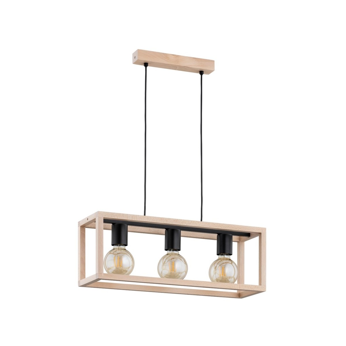 LAMPA WISZĄCA ALFA PAKO DREWNIANA 3xE27