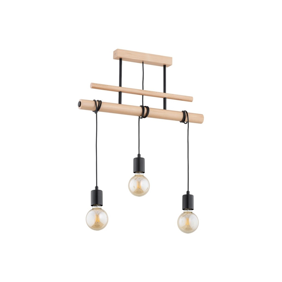 LAMPA WISZĄCA ALFA GENTO DREWNIANA 3xE27