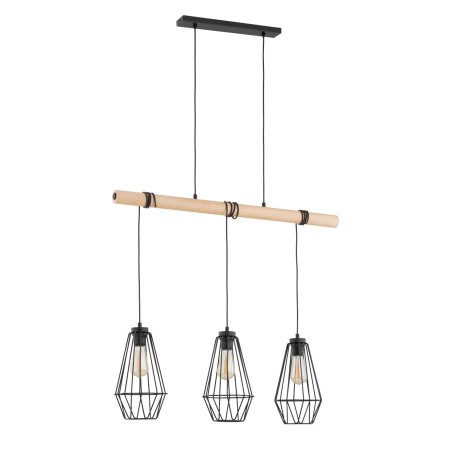 LAMPA WISZĄCA ALFA REJA KOSZ DREWNIANA 3xE27