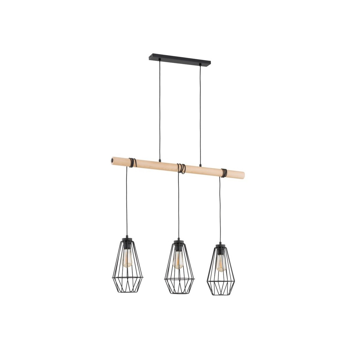 LAMPA WISZĄCA ALFA REJA KOSZ DREWNIANA 3xE27