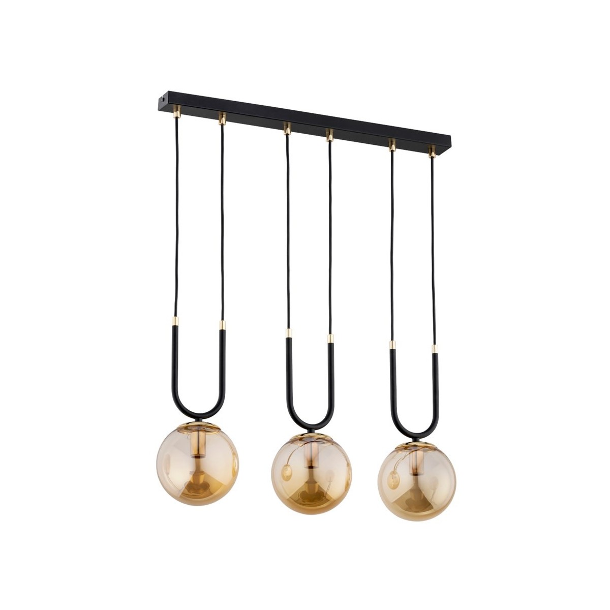 LAMPA WISZĄCA ALFA GEMMA MIX 150 CZARNO-ZŁOTA 3xE14