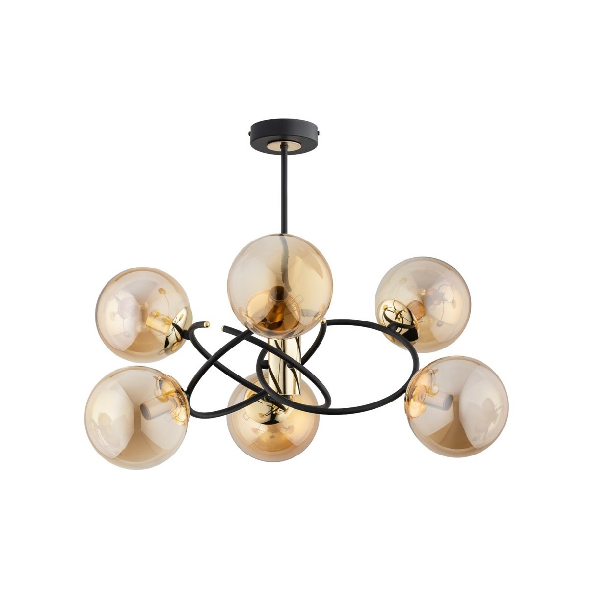 LAMPA SUFITOWA ALFA ORBITA MIX CZARNO-ZŁOTA 6xE14