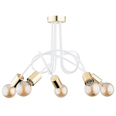 LAMPA SUFITOWA ALFA TANGO BIAŁO-ZŁOTA 5xE27